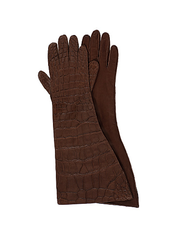 Brown crocodile leather gloves, 1