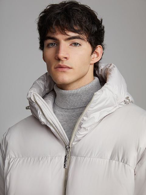 Taupe Unisex Hooded Puffer Jacket, 8 Taupe Unisex Hooded Puffer Jacket, 8