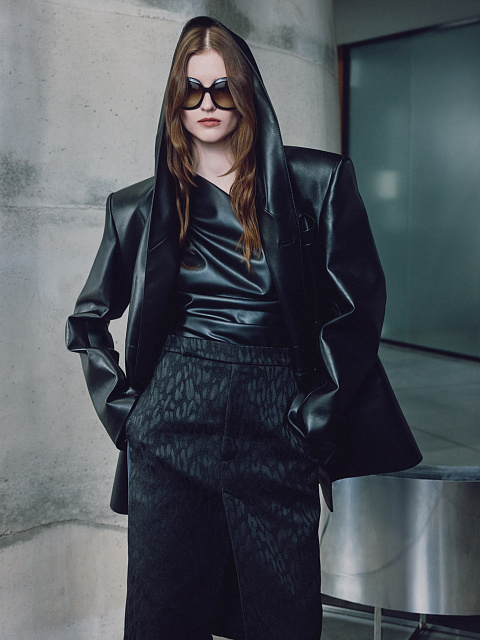 Black jacquard midi skirt with leopard print, 5 Black jacquard midi skirt with leopard print, 5