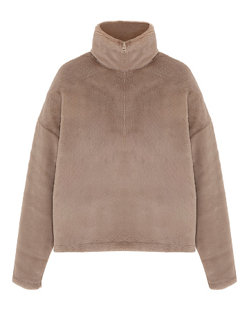 Beige Eco-fur Hoodie, 1