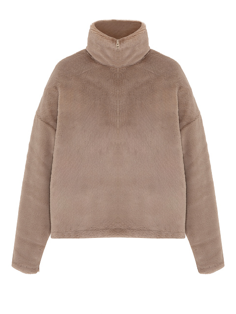 Beige Eco-fur Hoodie, 1