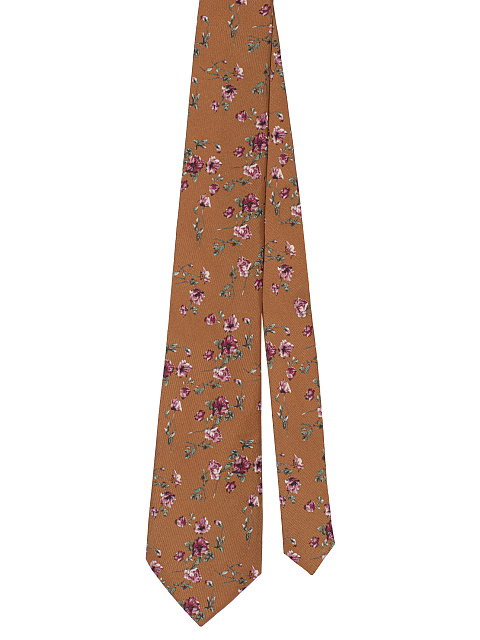 Light Brown Floral Print Tie, 1