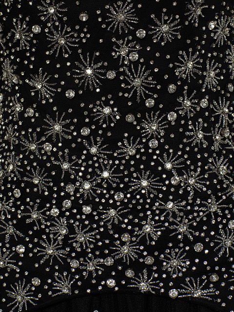 Black Tulle Maxi Dress With Crystals, 4