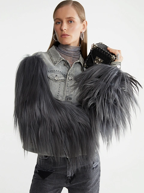 Grey Denim & Yak Fur Jacket, 3 Grey Denim & Yak Fur Jacket, 3
