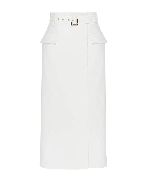 White Midi Skirt With Pockets, 1