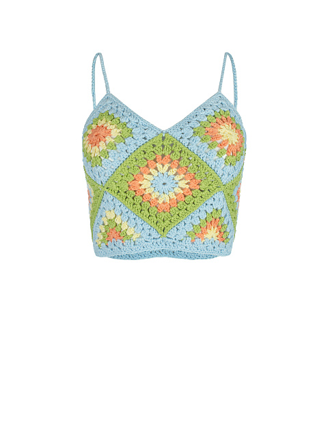Blue & Green Crochet Knitted Top, 1