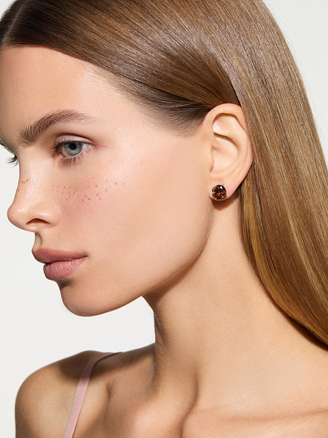 Rose Gold & Smoky Quartz Studs, 2