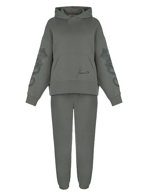 Grey Dragon Embroidered Jersey Suit, 1