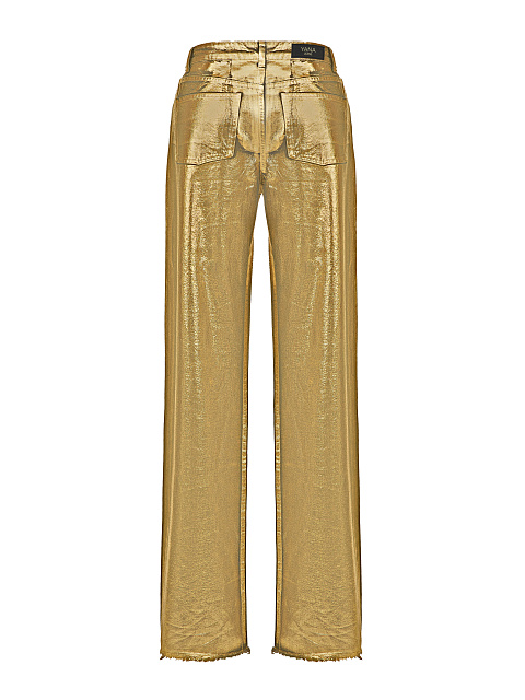 Golden Plated Straight Leg Jeans, 5