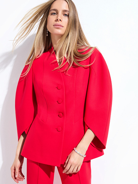 Red Two-piece Suit with Flared Trousers, 3