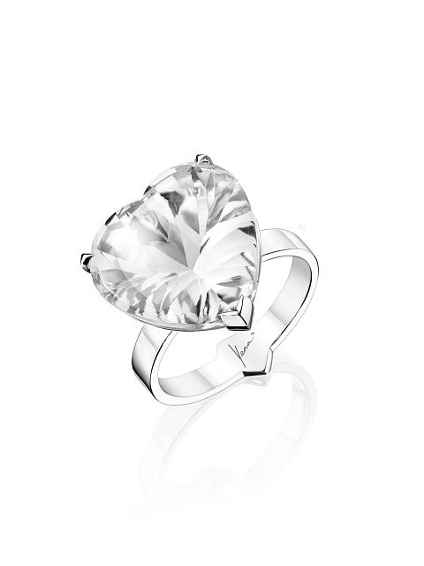 White Gold & Heart-cut Clear Topaz Ring, 1