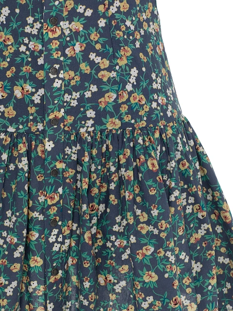 Blue cotton mini dress with floral print, 3