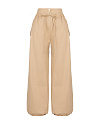 Бежевые широкие брюки с кулиской