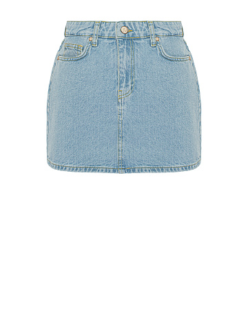 Light Blue Denim Mini Skirt, 1