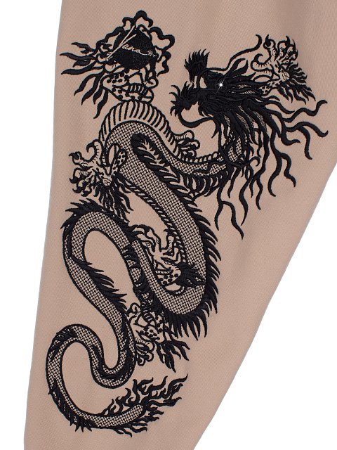 Beige Dragons Embroidered Jersey Suit, 3 Beige Dragons Embroidered Jersey Suit, 3