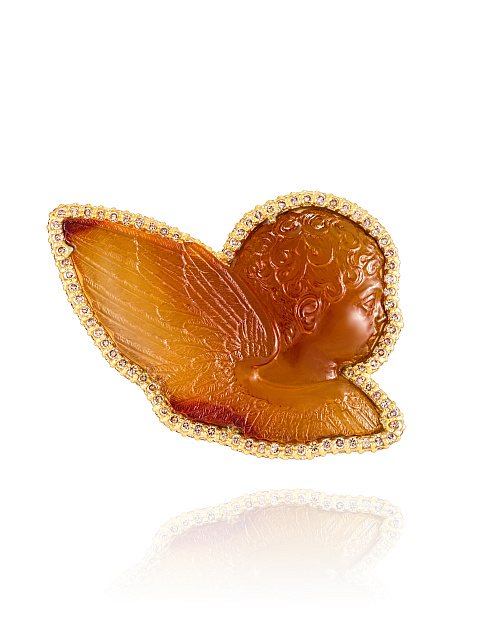 Carnelian Cameo, Round Diamond & Gold Ring, 2