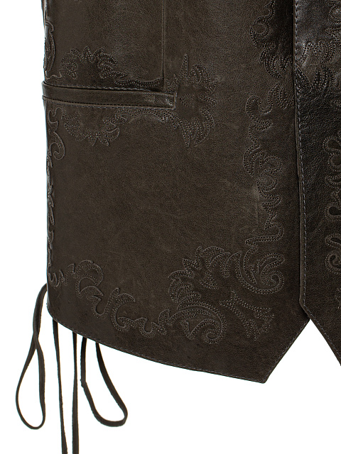 Brown Leather Lace Up Vest, 3
