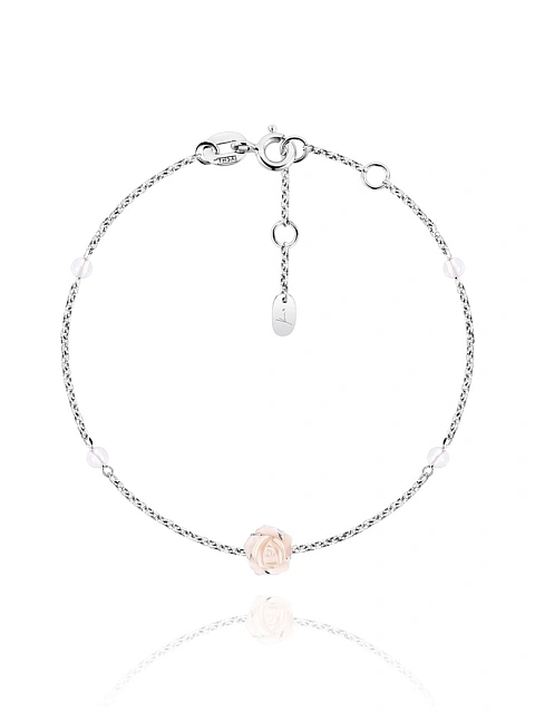 White Gold, Rock Crystal & Mother-of-pearl Rose Bracelet, 1