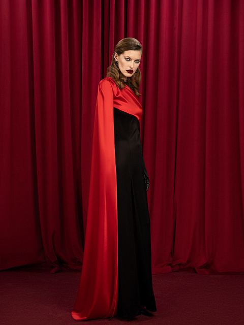 Black & Red Silk Maxi Dress, 12