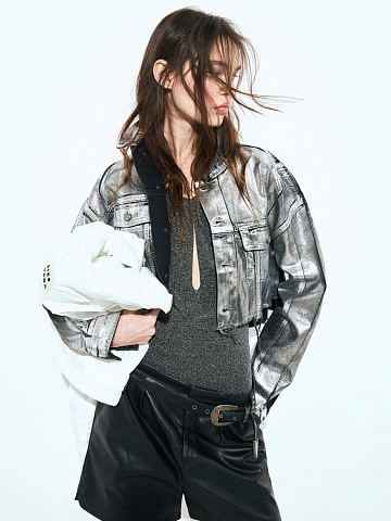 Grey Lurex Jersey Bodysuit, 2