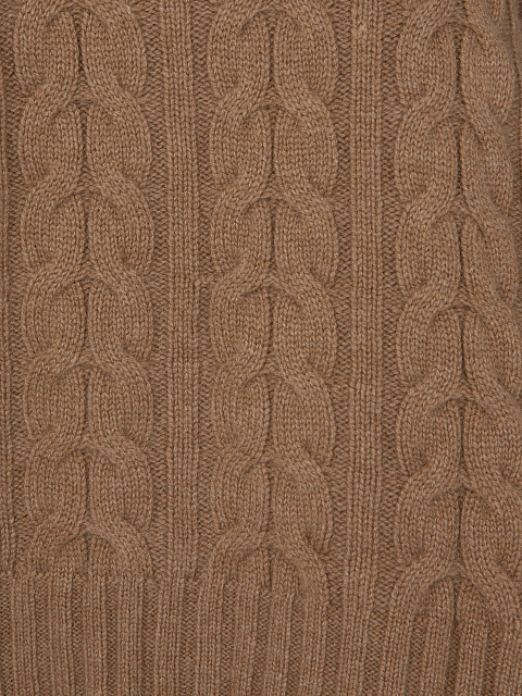 Brown Cashmere Cable Knit Sweater, 3