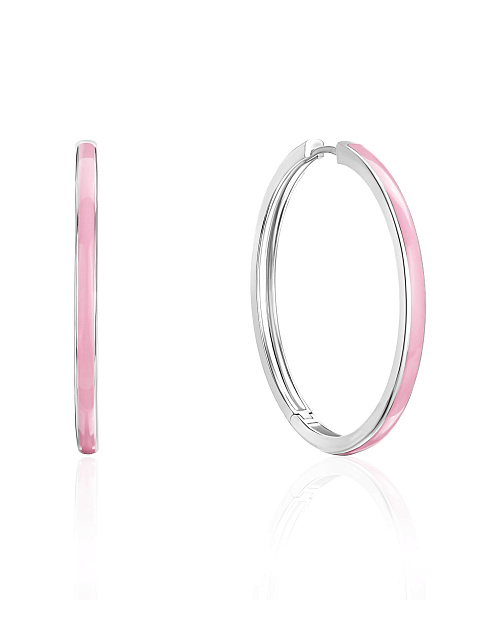 White gold hoops with Sakura Color enamel, 1 White gold hoops with Sakura Color enamel, 1
