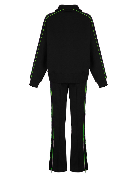 Black & Green Lily Embroidered Jersey Suit, 2
