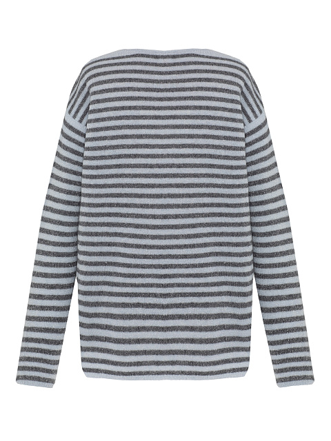 Gray Striped Cashmere Pullover, 2