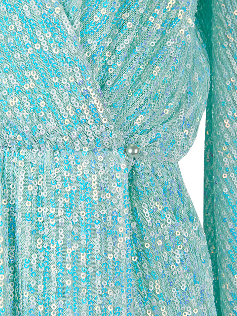 Turquoise Sequined Wrap Midi Dress, 3 Turquoise Sequined Wrap Midi Dress, 3