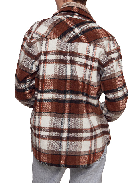 Brown Checked Wool Overshirt, 5