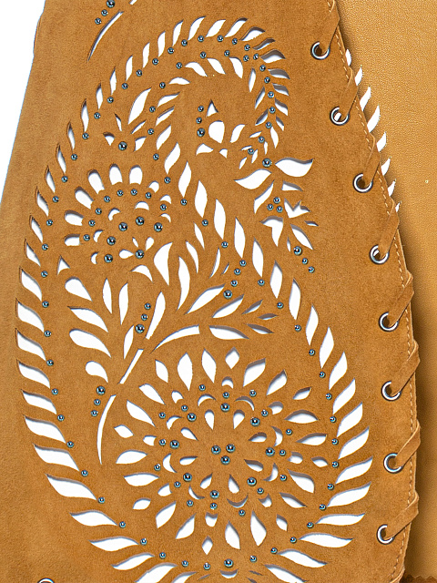 Brown Cut Out Suede Vest, 3