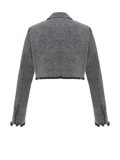 Grey Cropped Washed Denim Jacket, 2