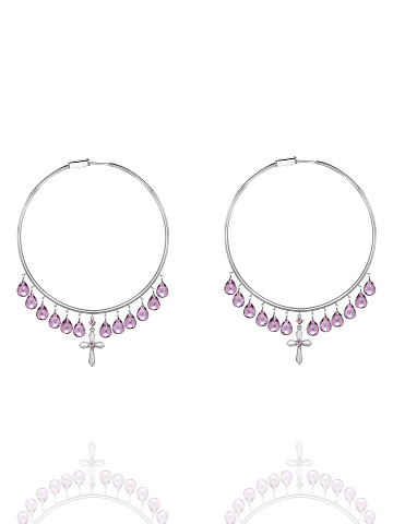 White Gold & Amethyst Hoop Earrings, 1