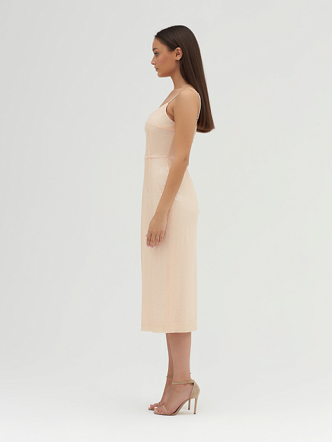 Beige Sequined Midi Dress, 6 Beige Sequined Midi Dress, 6