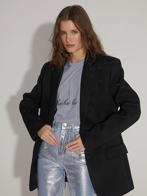 Black single-breasted jacket with lurex, 2