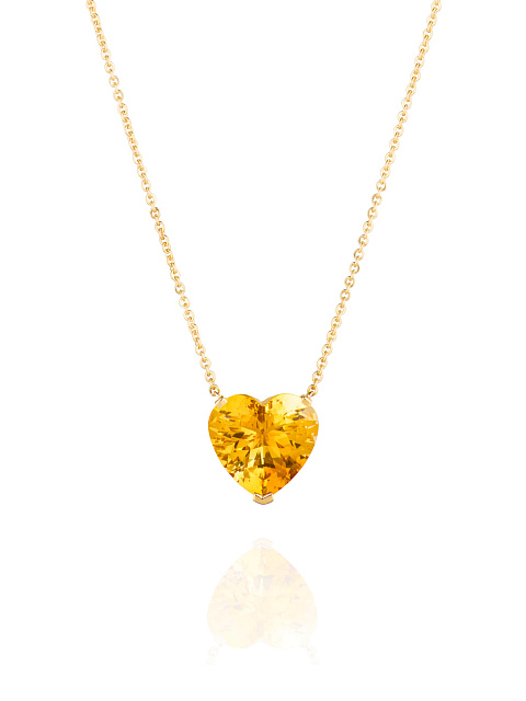 Yellow Gold & Heart-cut Citrine Necklace, 1