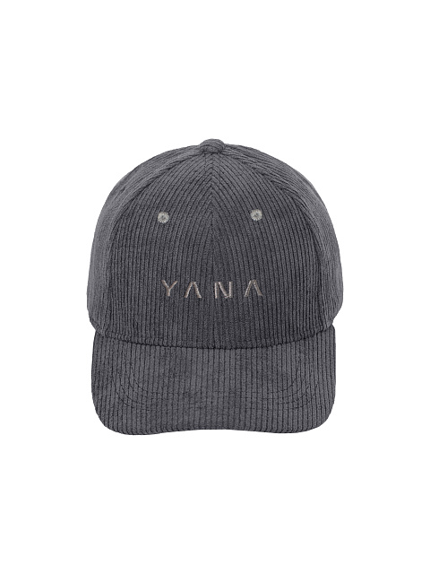Dark grey corduroy cap with Yana embroidery, 2 Dark grey corduroy cap with Yana embroidery, 2