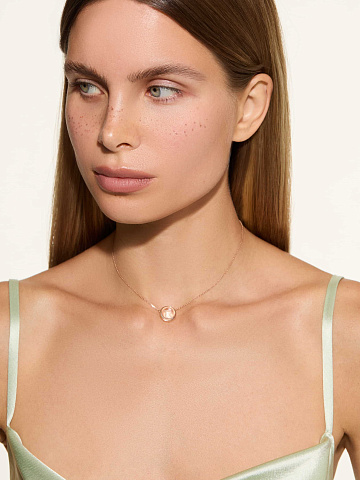 Rose Gold & Rock Crystal Letter "R" Necklace, 2