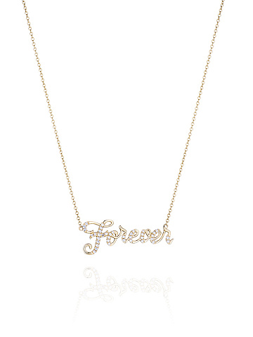 Round Diamond & Gold "Forever" Necklace, 1