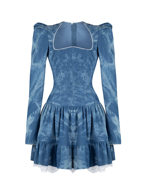 Blue Denim Tie-Dye Mini Dress, 1 Blue Denim Tie-Dye Mini Dress, 1