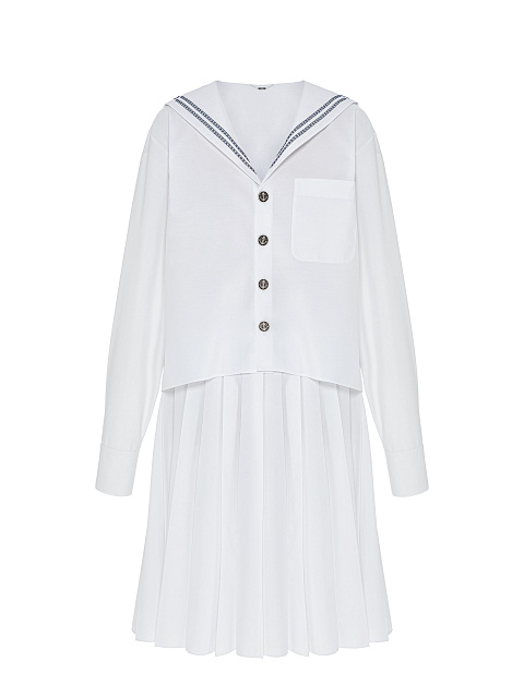 White set of a midi skirt and cropped shirt, 1