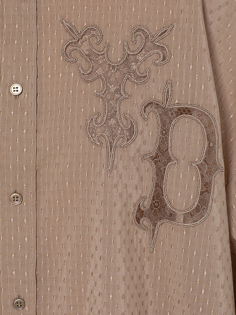 Beige Cotton Blouse With Lace Embroidery, 3