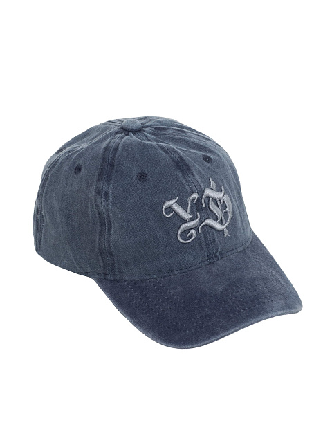 Blue Vintage Denim Cap With Gray-blue Embroidery, 1