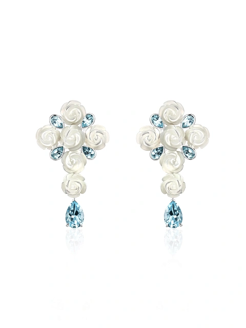  White Gold, Mother-of-Pearl & Topaz Earrings, 1