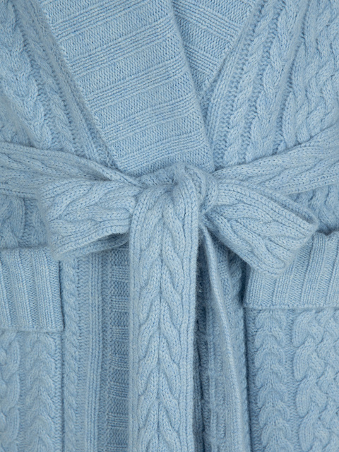 Light Blue Merino Wool & Cashmere Knitted Coat, 4