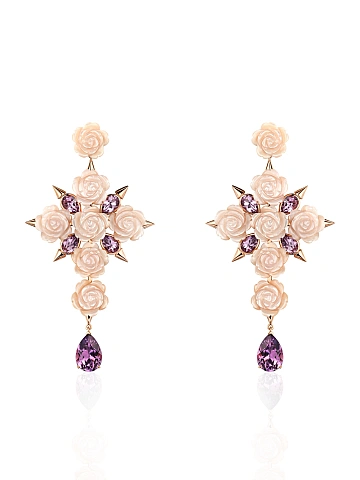 Rose Gold, Mother-of-Pearl & Amethyst Earrings, 1