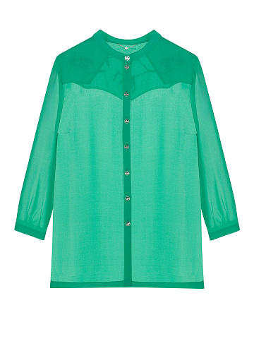 Bright Green Chiffon Blouse With Embroidery, 1