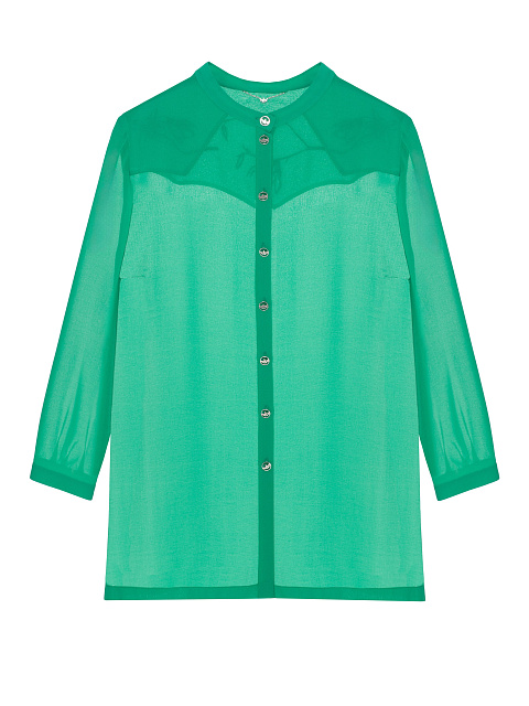 Bright Green Chiffon Blouse With Embroidery, 1