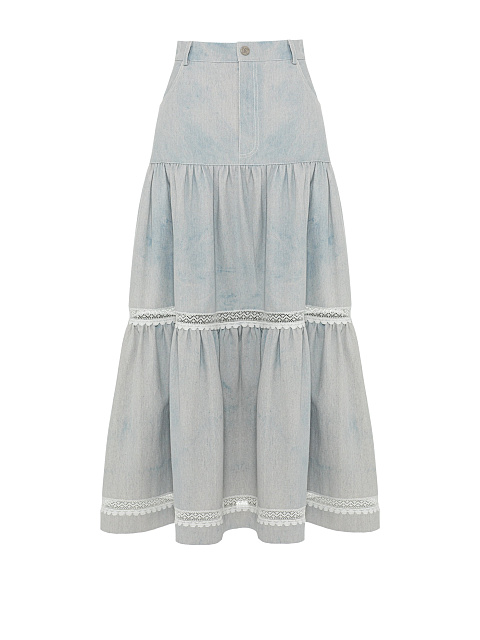 Blue Denim Midi Skirt, 1