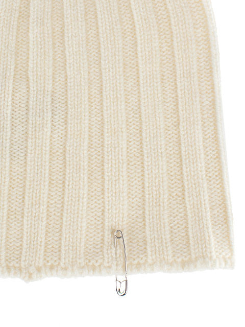 Ivory Cashmere Safety Pin Beanie, 3